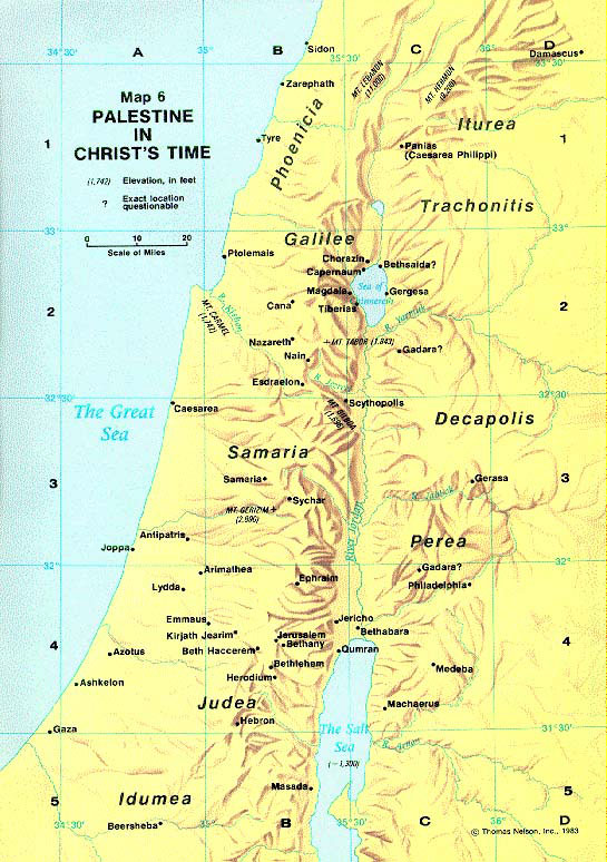 Map Of Palestine In The Time Of Christ. Note the map below: