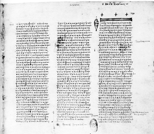 Codex Vaticanus; click picture for explanation of this mss.